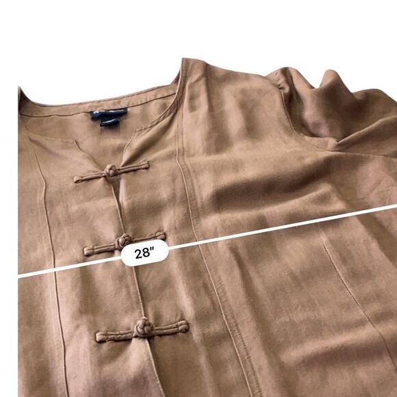 MAGGIE BARNES Shirt Womens PLUS SIZE 2X brown Linen Jacket - Picture 7 of 11